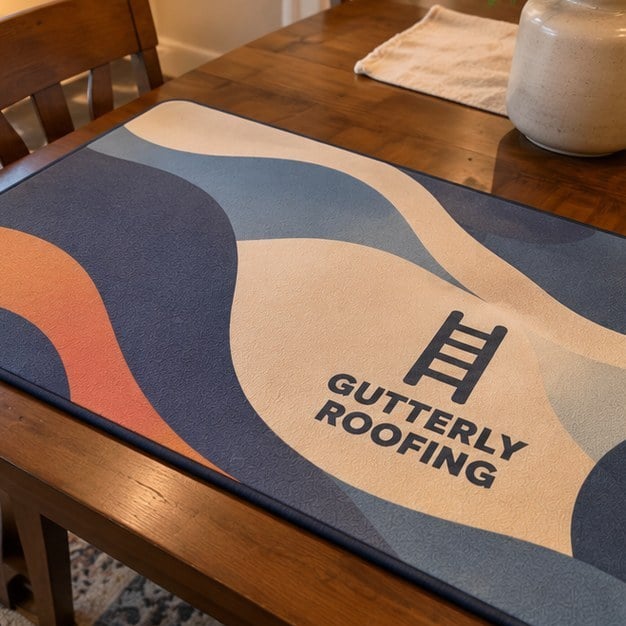 Customer photo of a custom card-game playmat